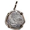 Image 1 : Potosi, Bolivia, cob 4 reales, Philip III, assayer M, Grade 2, ex-Atocha (1622), mounted in 14K gold