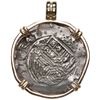 Image 2 : Mexico City, Mexico, cob 4 reales, Philip II, assayer O, mounted in 14K gold bezel with fixed bail.