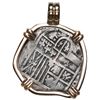 Image 2 : Potosi, Bolivia, cob 4 reales, Philip IV, assayer not visible (ca. 1630), mounted cross-side out in 