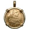 Image 1 : Madrid, Spain, gold bust 4 escudos, Charles III, 1788 M, mounted in 18K gold bezel with fixed bail.