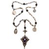 Image 2 : European rosary with enamel and filigree cross, 1800s.