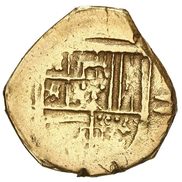 Seville, Spain, cob 2 escudos, Philip II or III, assayer not visible.