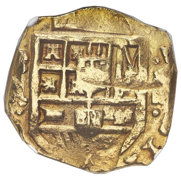 Seville, Spain, cob 8 escudos, Philip IV, assayer R, NGC UNC details / cleaned.