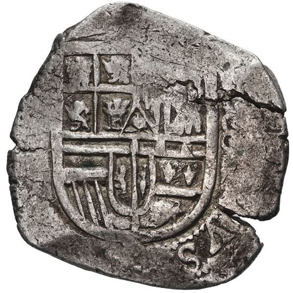 Mexico City, Mexico, cob 8 reales, Philip II, assayer not visible (F).