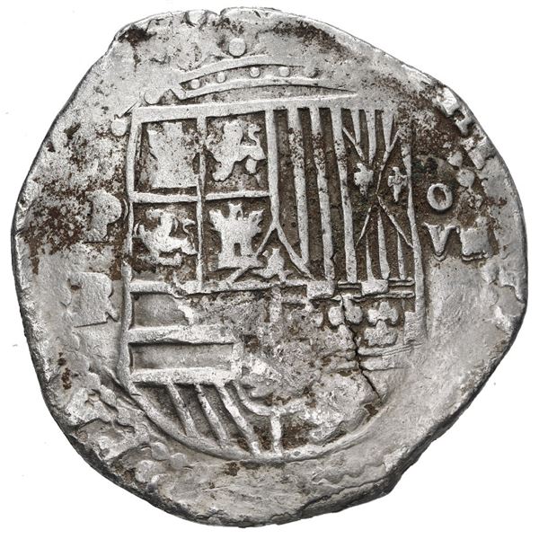 Potosi, Bolivia, cob 8 reales, Philip II, assayer RL.
