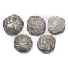 Image 1 : Lot of five Potosi, Bolivia, cob 8 reales, Philip III and IV, various assayers (where visible), most