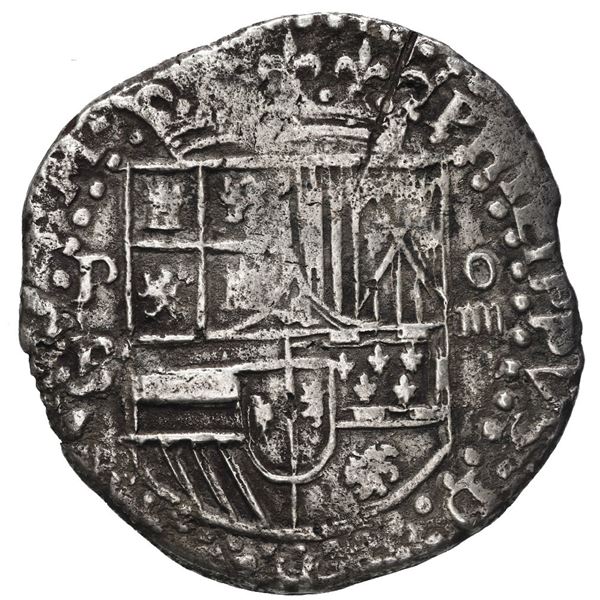 Potosi, Bolivia, cob 4 reales, Philip II, assayer B (3rd period).