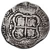 Image 2 : Potosi, Bolivia, cob 8 reales, 1652 E post-transitional (Transitional Type VIII/B), 1-PH-6 at top.