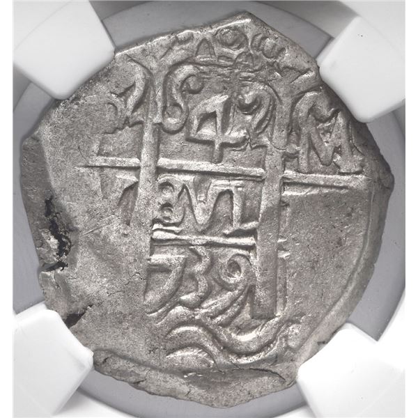 Potosi, Bolivia, cob 4 reales, 1739 M, NGC AU 58.