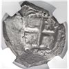 Image 2 : Potosi, Bolivia, cob 4 reales, 1741 P, NGC AU details / environmental damage.