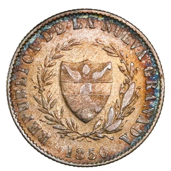 Bogota, Colombia, 2 reales, 1850, NGC AU 53.