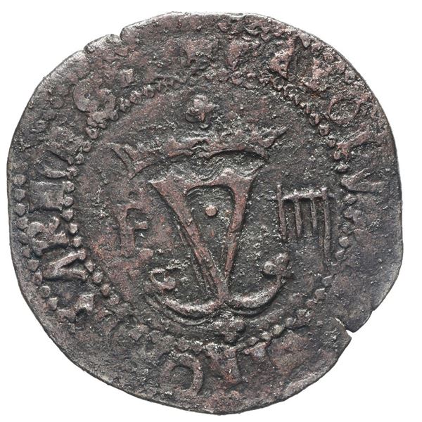 Santo Domingo, Dominican Republic, copper 4 maravedis, Charles-Joanna, assayer F to left, denominati