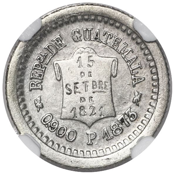 Guatemala, 1/2 real, 1873 P, NGC AU 50, KM Plate (stated on label), finest and only known example in