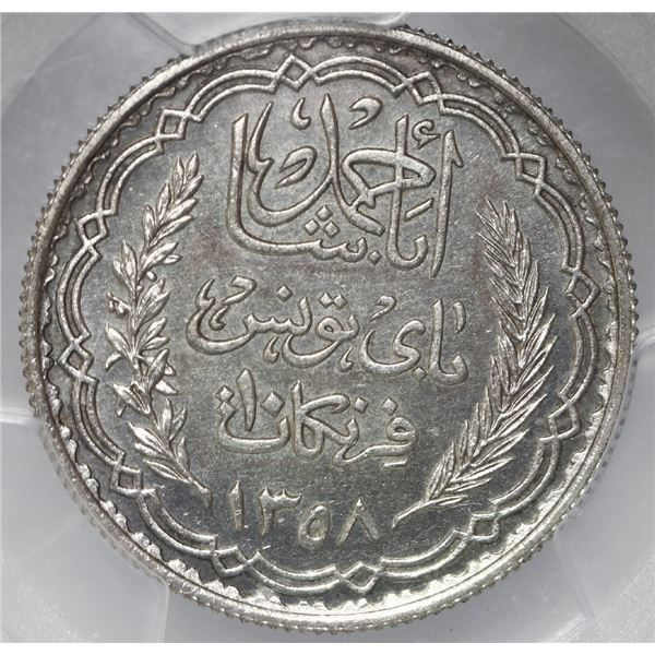 Tunisia (French Protectorate), specimen essai 10 francs, Ahmad Pasha Bey, AH1358 // 1939, Paris Mint