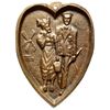 Image 1 : Netherlands, large cast bronze heart-shaped medal, ca. early 1900s, serviceman and lady.