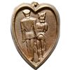 Image 2 : Netherlands, large cast bronze heart-shaped medal, ca. early 1900s, serviceman and lady.