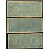 Image 2 : Lot of three Confederate notes of Feb. 17, 1864: $20, serial 35254; $5, serial 33266; $5, serial 379