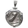 Image 1 : Attica, Athens, AR tetradrachm "owl," 5th-4th century BC, mounted owl-side out in thick silver bezel