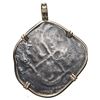 Image 2 : Potosi, Bolivia, cob 4 reales, 1653 E, ex-Consolacion (1681), mounted pillars-side out in 14K gold b