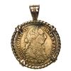 Image 1 : Madrid, Spain, gold bust 1 escudo, Charles III, 1787 DV, mounted in thin twisted-wire 18K gold bezel