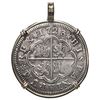 Image 1 : Segovia, Spain, milled 2 reales "pistareen," Philip V, 1723 F, mounted in 14K gold bezel with fixed 