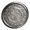 Image 1 : Seville, Spain, milled 1 real, Philip V, 1726 J, mounted cross-side up in silver ring, size 11.5.