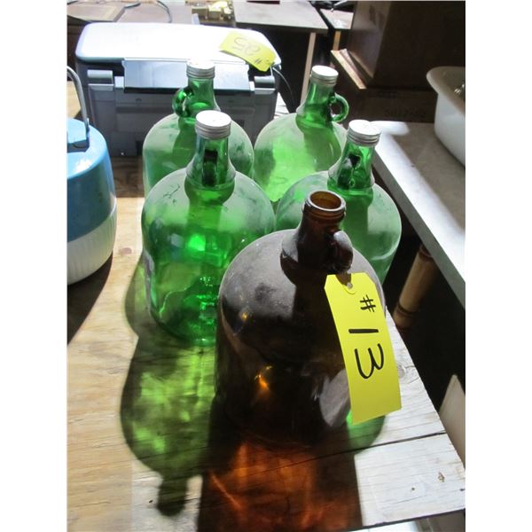 5 OLD WINE JUGS