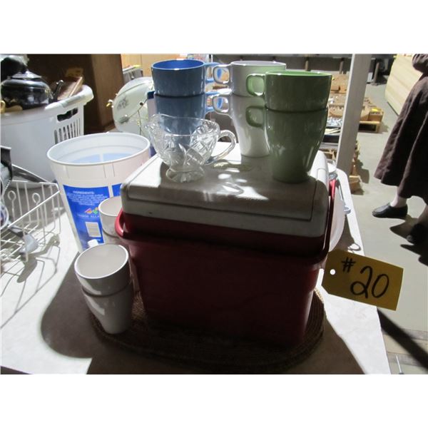 COLEMAN COOLER, CUPS, CREAMERS