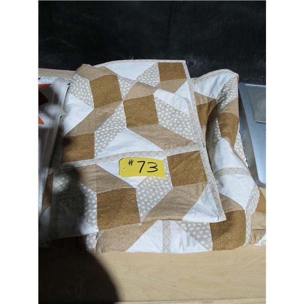 NEW - HANDMADE THROW BLANKET (BEIGE/WHITE)