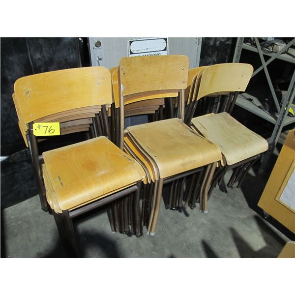 30 WOODEN STACKING CHAIRS (ALL FOR ONE MONEY)