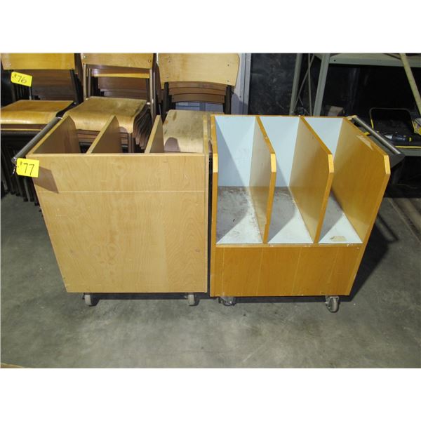 2 ROLLING WOODEN CARTS