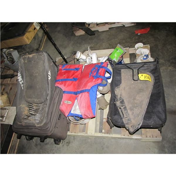GRASS CATCHERS, LIFE JACKET, FAN, LUGGAGE, ELECTRICAL SUPPLIES