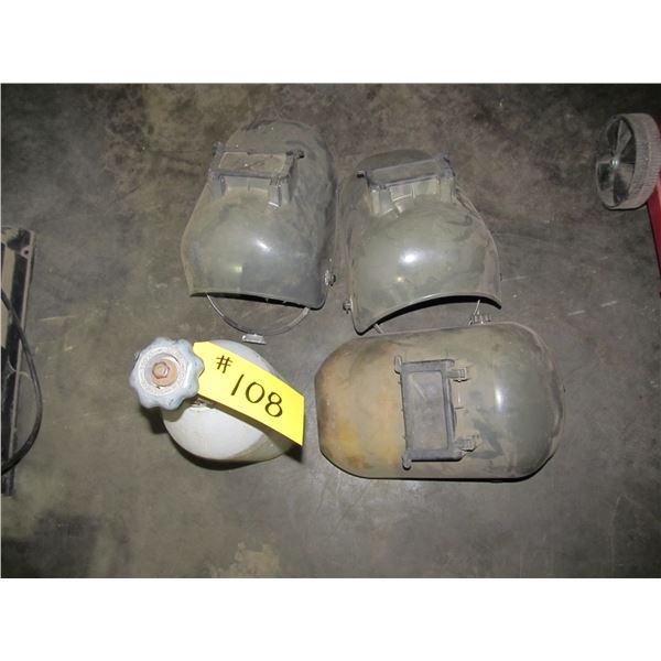 CO2 CYLINDER & 3 WELDING HELMETS