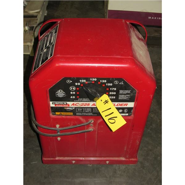 LINCOLN AC 225AMP ARC WELDER C/W LEADS