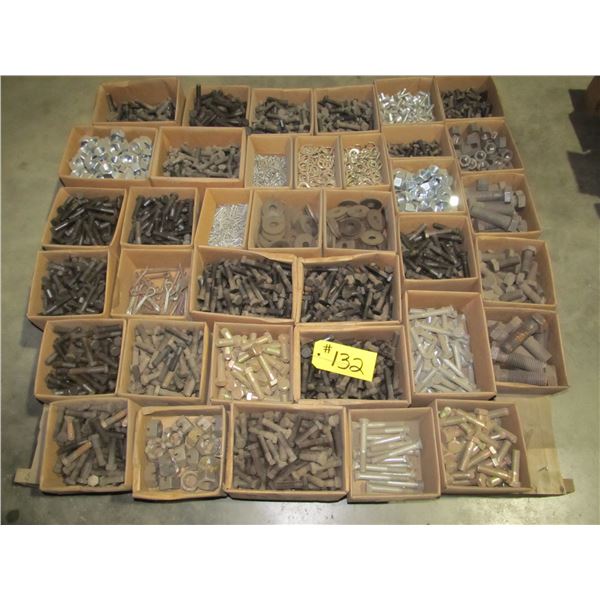 PALLET OF NUTS, BOLTS, LOCK AND FLAT WASHERS, COTTER PINS
