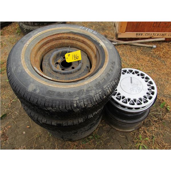 15 TIRES (SOME MOUNTED ON DODGE RIMS)