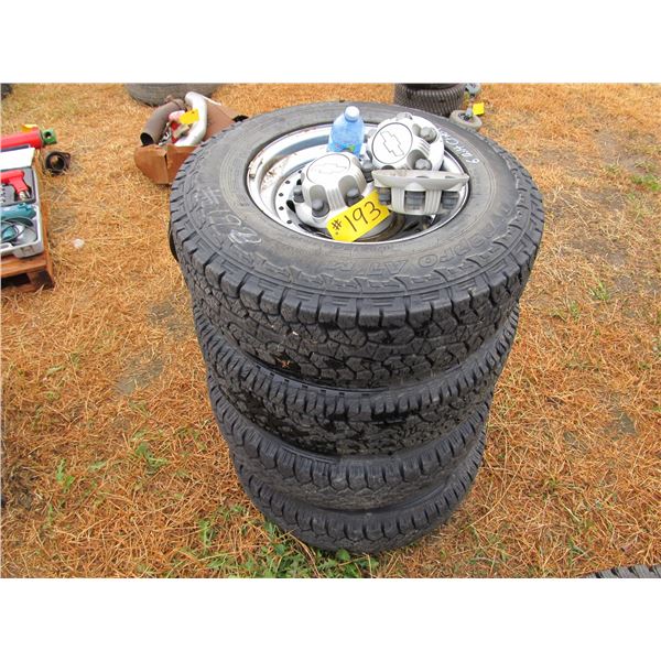 4 - 215/85/16  TIRES ON CHEV 6 BOLT RIMS