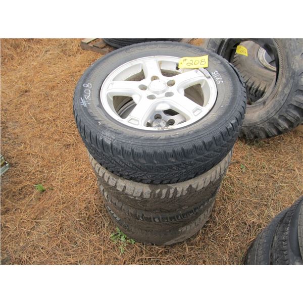 4 GOODYEAR 225/60/16 ON CHEV 5 BOLT RIMS (POOR)