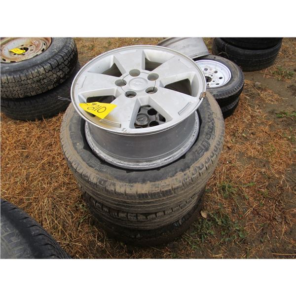 3 TIRES, 4 TIRES ON 5 BOLT RIMS FOR CHEV