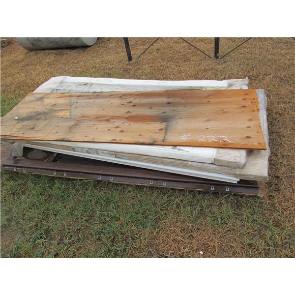 4 MISC STORMS DOORS (3 LOOK NEW) PLUS MISC OSB AND PLYWOOD