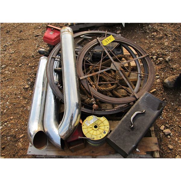 3 SEWER SNAKES, CHROME STACK EXTENSIONS, CHARGERS, LIGHTS, WIRE ROPE CABLE