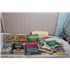 Image 1 : Box of Books - Quilt + Patchwork, piano newspapers, needlework, glassware