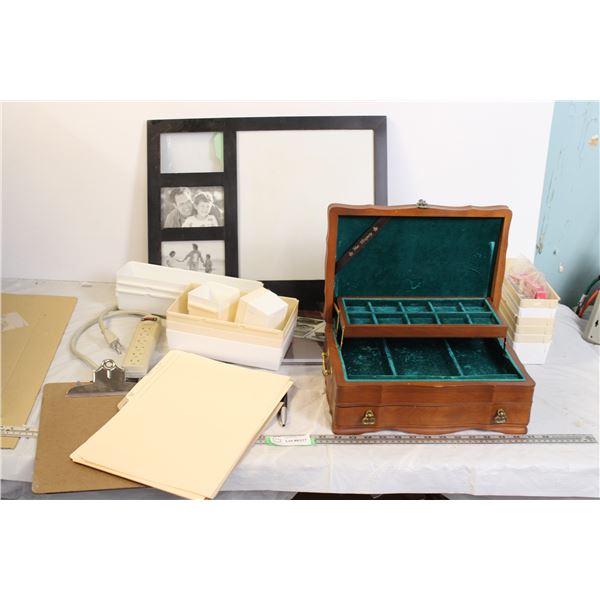 jewelery box, picture fram, power bar + misc