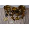 Image 1 : Brass Items Lot, Flower Planter, Candlesticks, humidity reader, etc