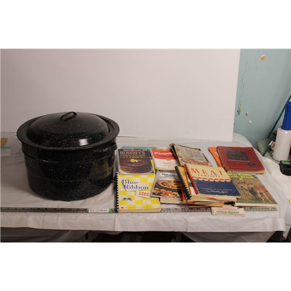 Enamel Canner Pot + Cook Books