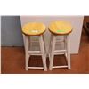 Image 1 : Two wooden bar stools - 25" tall - 12" round