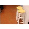 Image 3 : Two wooden bar stools - 25" tall - 12" round