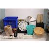 Image 1 : Wall Clock, Powerbar, garbage cans, welcome mats, misc household items