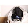Image 3 : Bag of kids clothes, Box of coathangers, fuzzy blanket, kids winter clothes