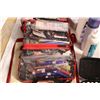 Image 3 : Box of bathroom related items, makeup, essential oils, vintage cell phone